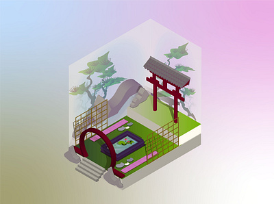 meditation place 3d illustration isometric vector