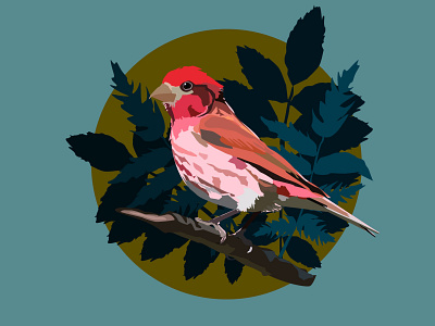 red bird art deco design illustration silhouette vector
