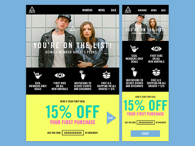 Responsive Email clothing coupon discount email icon mobile navigation offer responsive template triangle unif