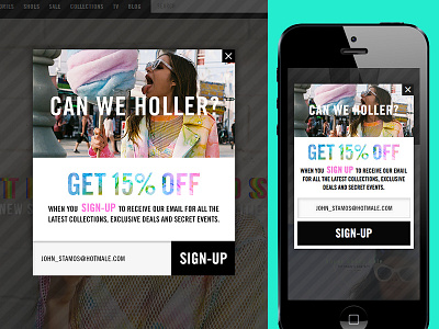 Responsive Email Signup Modal email form holler input mobile modal offer overlay popup responsive signup