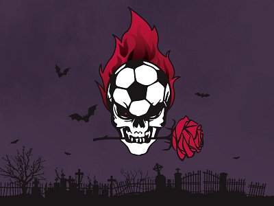 Halloween Soccer Skull bats cemetary dark flame graveyard halloween night rose skull soccer terminator