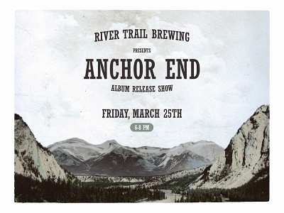 Show poster album release anchor end clouds flyer mountains poster river river trail brewing show spring valley