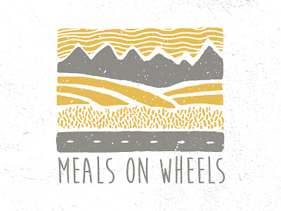Meals On Wheels hills illustration landscape meals mountains road sky texture wheat wheels