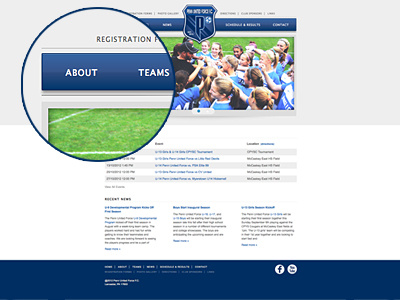 Soccer Club Website banner club navigation slider soccer united wordpress