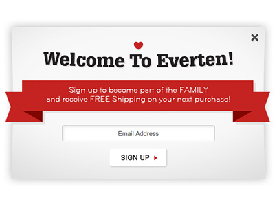 Modal Popup banner button email everten input modal popup ribbon signup