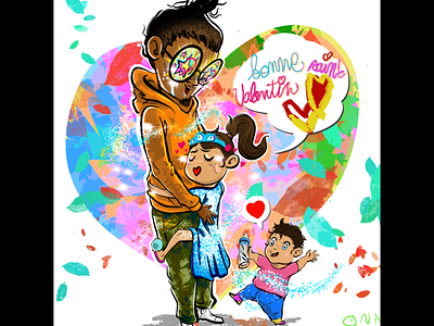 saint valentin baby background design daughters design illustration father graphic illustration illustration kids love lovely valentine day