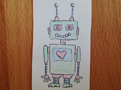 Heart Bot colored pencils heart robot sketch