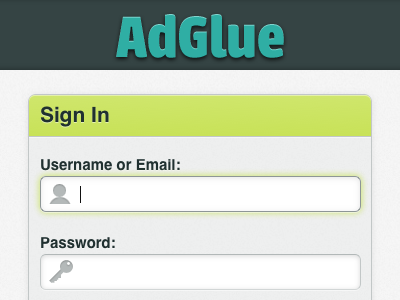 AdGlue login screen