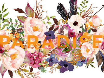 Paradise paradise typography valentines watercolor