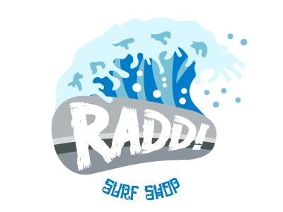 Radd Surf Shop alter ego logo norman radd radd silver surfer skate super hero surf