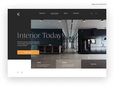 Design first screen of the landing page (Interior Today) dark design design2022 figma graphic design interior interiorhome interiorwebsite landing landinginterior logo minimalisticdesign ui uiuxinterior ux uxui webdesign