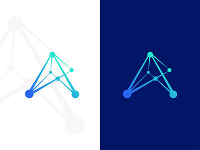 A - Letter, nodes, network, connecting, letter mark