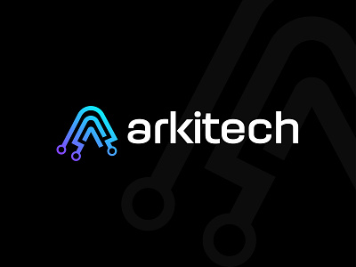 Arkitech Logo - A Modern Letter Logo Mark a b c d e f g h i j k l m n a modern logo brand identity branding branding concept circuit circuit board colorful design electricity flat simple minimal it logo logo designer modern logo design o p q r s t u v w q y z symbol mark icon tech company tech logo tech startup vector logos images web online digital