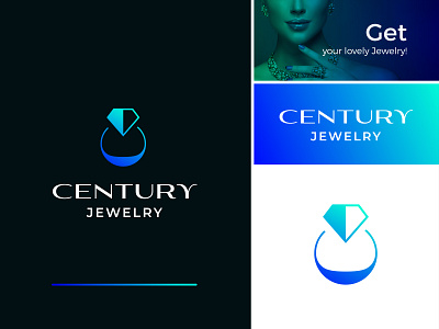 Century Jewelry - Logo Design abstract apparel beautifu branding diamond elegant fashion gradient logo icon identity jewelry jewelry branding jewelry shop logo design luxury monogram premium ring sophisticated women