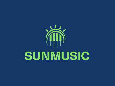 SUNMUSIC Logo | Music Industry abstract audio logo band logo business logo dj ecommerce green guitar instrument logo need lyrics melodic music music logo piano player logo singer song sound sun