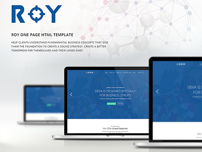Roy One page HTML Template business corporate dribbble html. template multipurpose one parallax portfolio psd roy ui webdesign