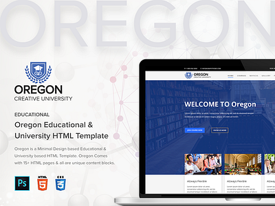 Oregon - Education MultiPage HTML Template design institute learning minimal modern multipurpose seo training center ui university ux web design