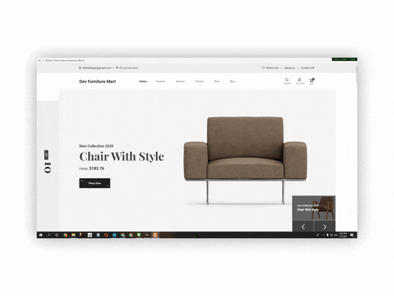 Dev Furniture eCommerce Website UI Free Download