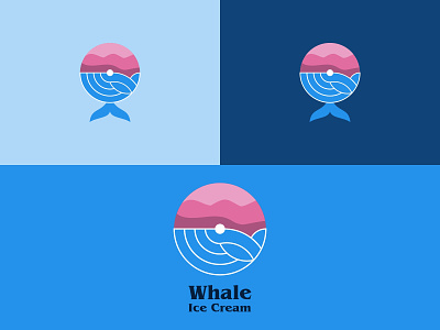 Whale Ice Cream Logo Concept animal design flat icecream icon illustration logo minimal vector whale
