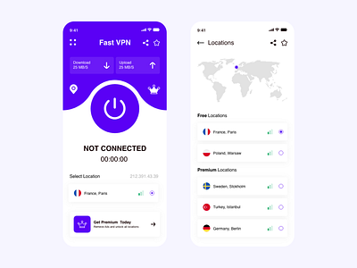 Fast VPN app design fast speed ui vpn