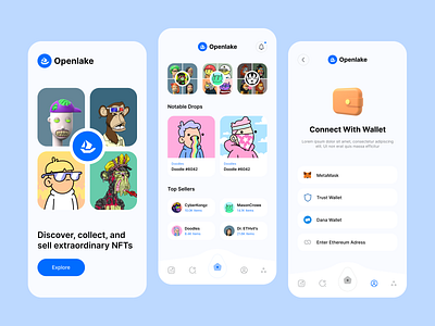 OpenLake app bitcoin crypto cryptopunk design metamask nft opensea ui ux