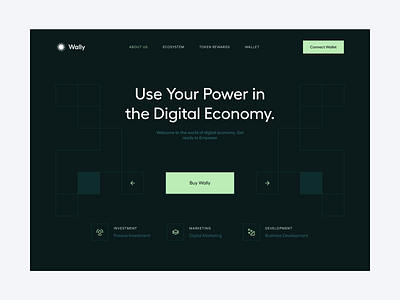 Wally bitcoin card connect wallet dark digital digital economy economy green landing page nft ui