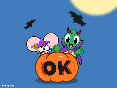 Halloween Party bat duduparts halloween line linesticker moon mouse night party pumpkin sticker trickortreat turtle vampire wizard