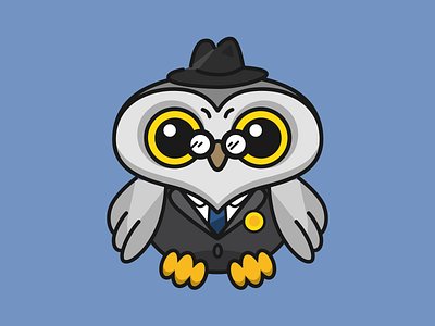 Owl lawyer No.2 cute glasses gray hat heart lawyer mascot owl professional suit wings yellow