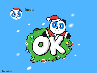 Santa Dudu: OK blue gift holiday line merrychristmax ok okay panda red santa snow sticker xmas