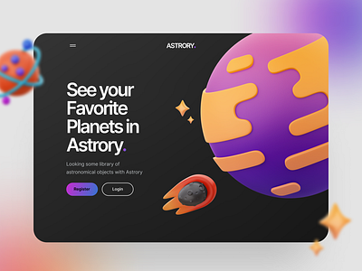 ASTRORY - Astronomical Library 3d hero landing page typography ui web ui