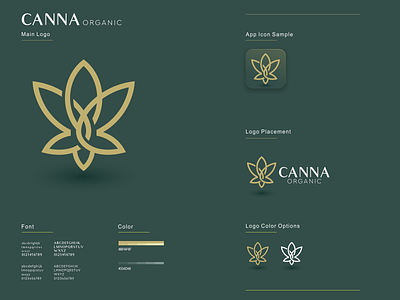 Canna Organic app branding cannabis cannabis branding cannabis logo flat hemp icon logo ui ux vector weed