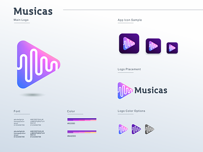 Musicas app branding design flat graphic design icon logo music music app play typography ui ux