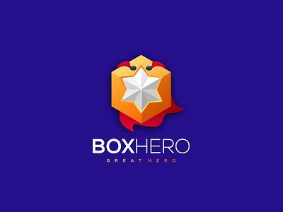Box hero app box box hero box logo branding cube cube logo design flat hero hero logo icon illustration logo ui ux vector