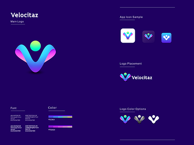 Velocitaz app branding design flat human logo icon illustration logo ui ux v logo vector