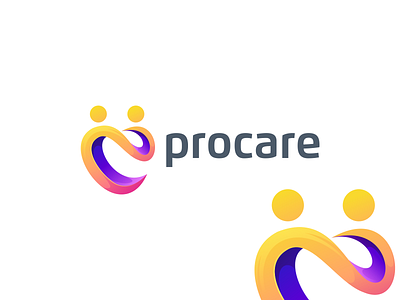 procare branding care logo design flat icon illustration logo love logo ux vector