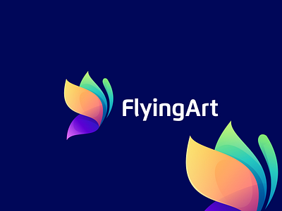 FlyingArt app branding butterfly logo design illustration logo ui