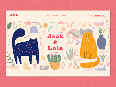 Jack & Lola, a cat café branding design graphic design illustration typography ui web design