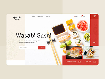 Wasabi Sushi Restaurant Takeout Web Design design ecommerce landin page restaurant sushi ui ux web web design webdesign