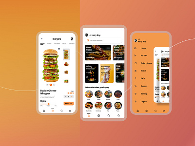 Food App app design branding burgers classic colorful design food and drink food app minimal typography ui ux vector