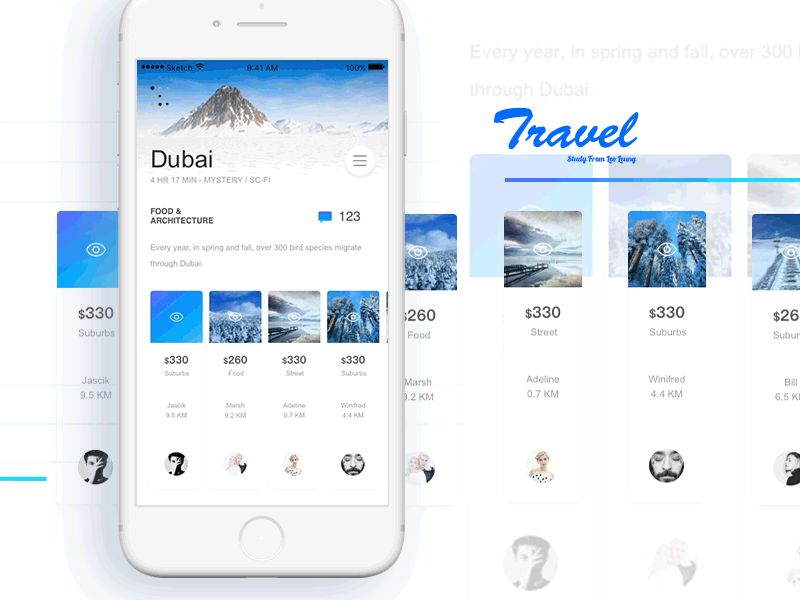 travel app motion design with ae&ps