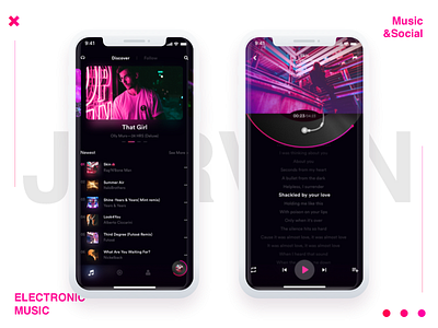 Electronic music app 2018 design electronic ios music page playlist show social ui