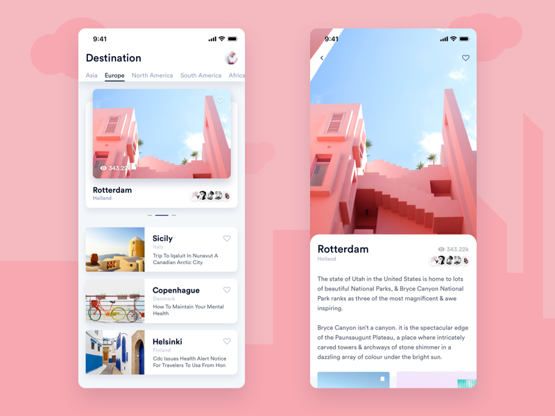 Travel app by Jarvan on Dribbble