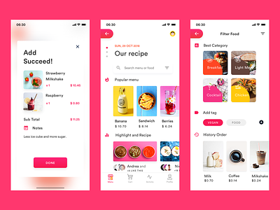 Take-out app design 2 app color design filter food iphonex order pink take-out ui