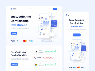 📈 Inpes - Investment Landing Page affiliate bank banking design graphic design invest investing investment landing landing page market mobile money profit responsive stock stock market ui web web design