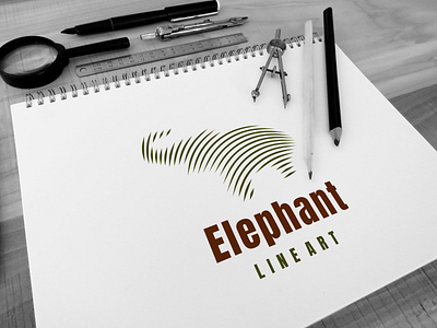 ELEPHANT LINE ART animal branding design elephant elephant logo flat graphic design icon illustration logo typography ui vector