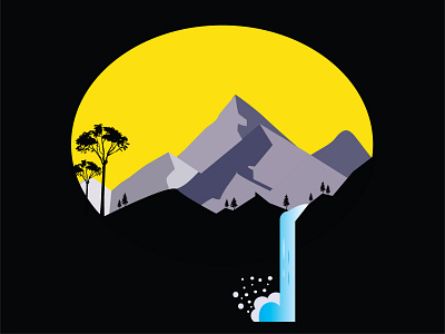 waterfall sunrise wallpaper design digital illustration icon illustrator logo socialmedia vector
