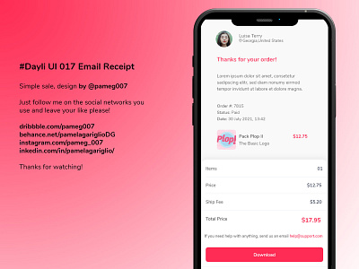 #DailyUI 0017 Email Receipt