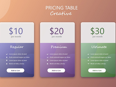 #DailyUI 030 Pricing Table