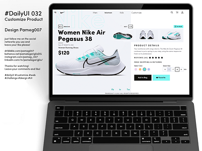 #DailyUI 032 Customize Product 032 adobe color customize dailyui design graphic design look nike price product shoes ui uxui web website