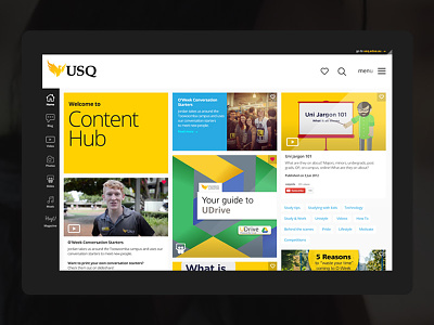 USQ Content Hub guide homepage hub responsive social student study university website